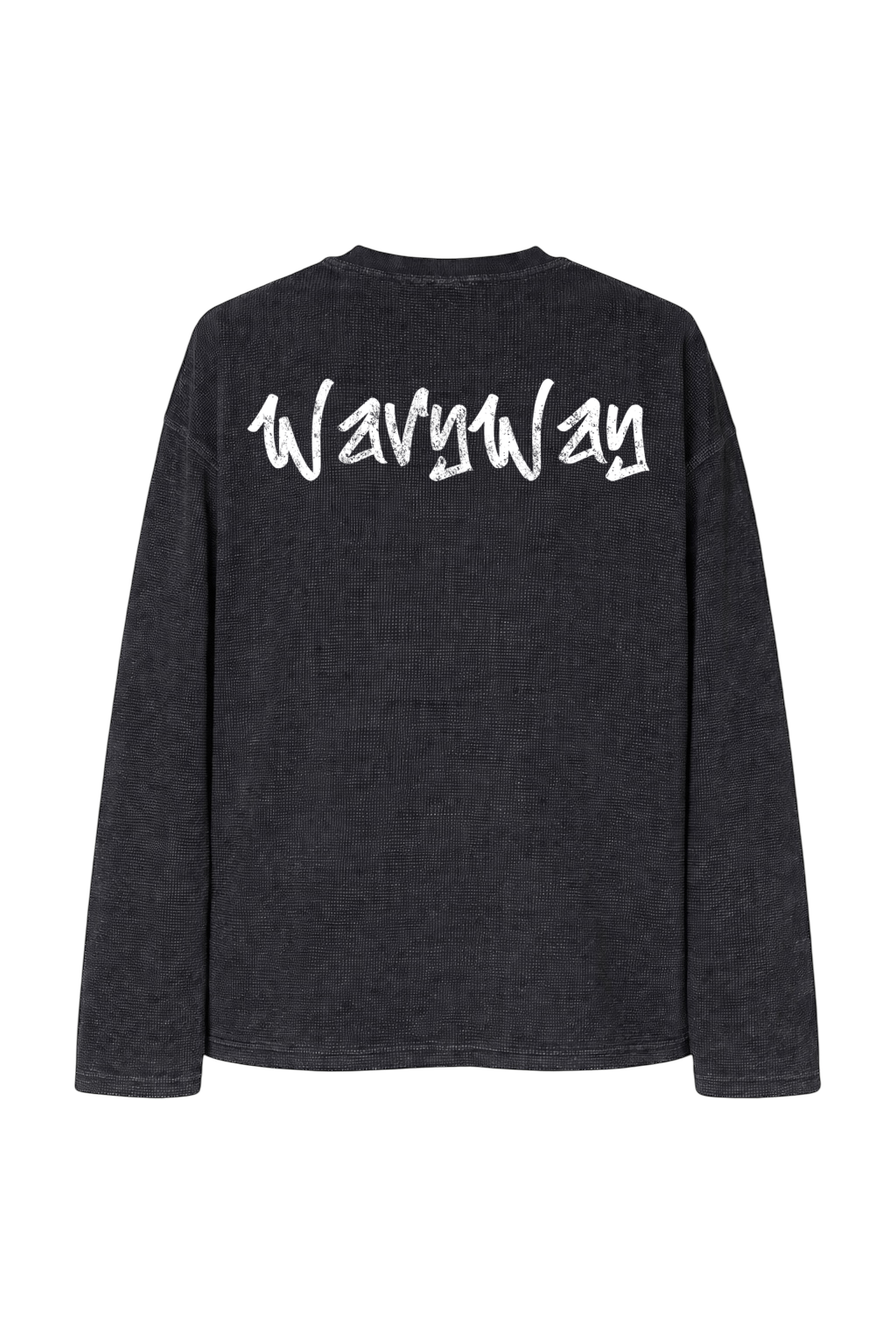 "Distressed" Waffle Knit Longsleeve - Black